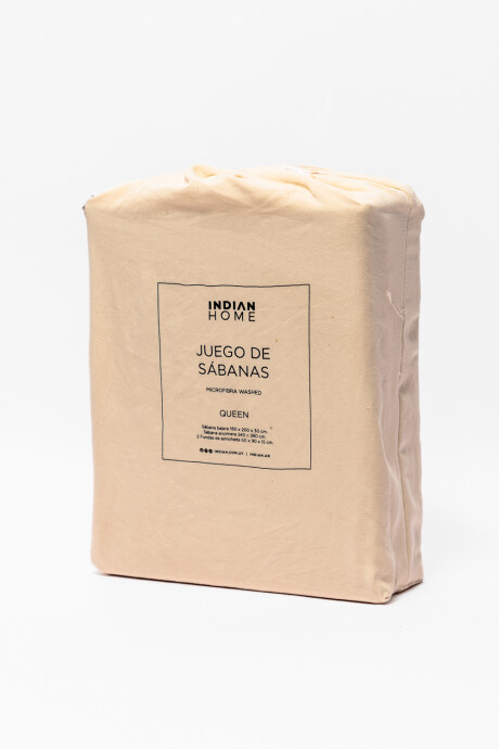 Sábanas 2 Plazas Queen Microfibra Washed Taupe / Mink / Vison