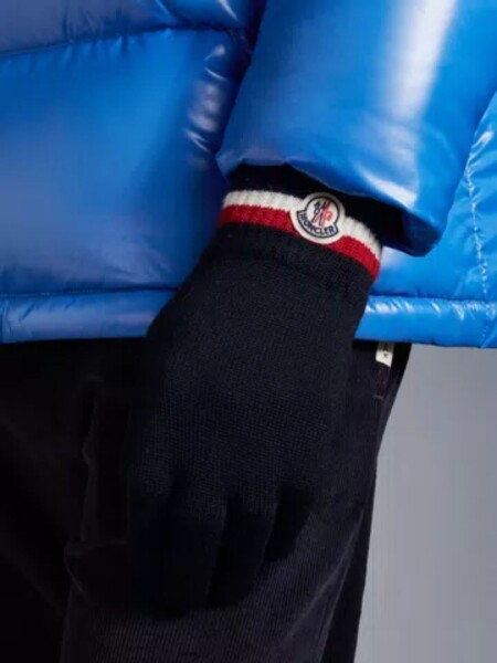 Moncler -Guantes de lana tricolor, Moncler Azul