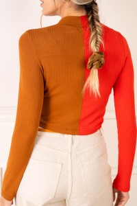 Top Polera Color Block Rojo