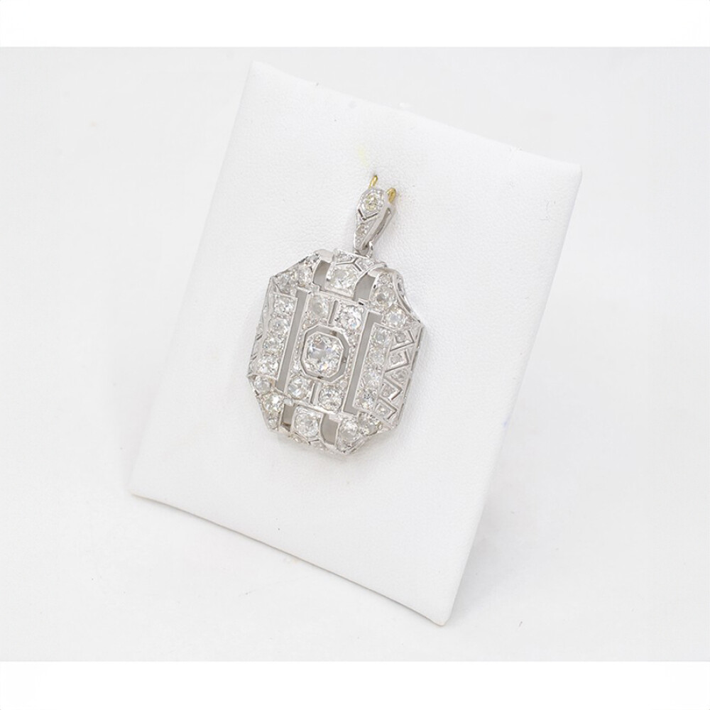 Colgante Antiguo Platino Y Brillantes Art Deco 4,50 Ct. Circa 1900-1940'S Colgante Antiguo Platino Y Brillantes Art Deco 4,50 Ct. Circa 1900-1940'S