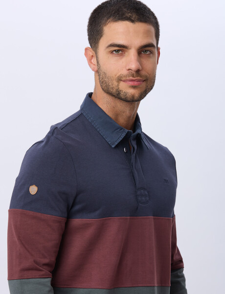 POLO RAYADA DE ALGODÓN Azul