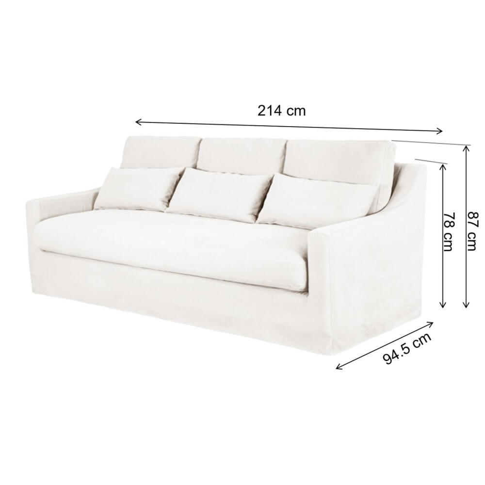 SOFÁ 3 CUERPOS TELA NATURAL-BEIGE SINGAPUR CRUDO