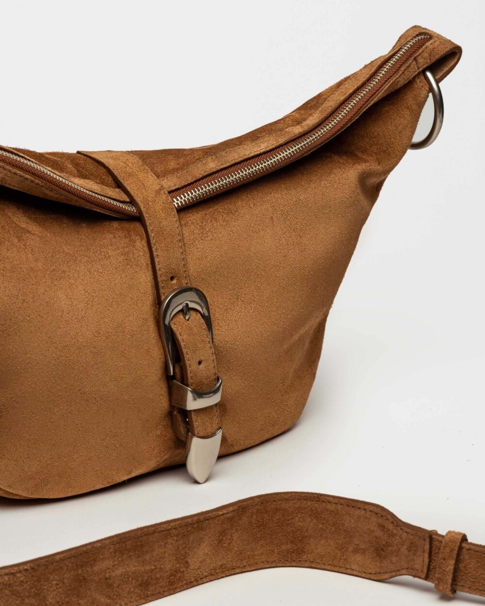 Bolso Bambu en cuero gamuza Cuoio
