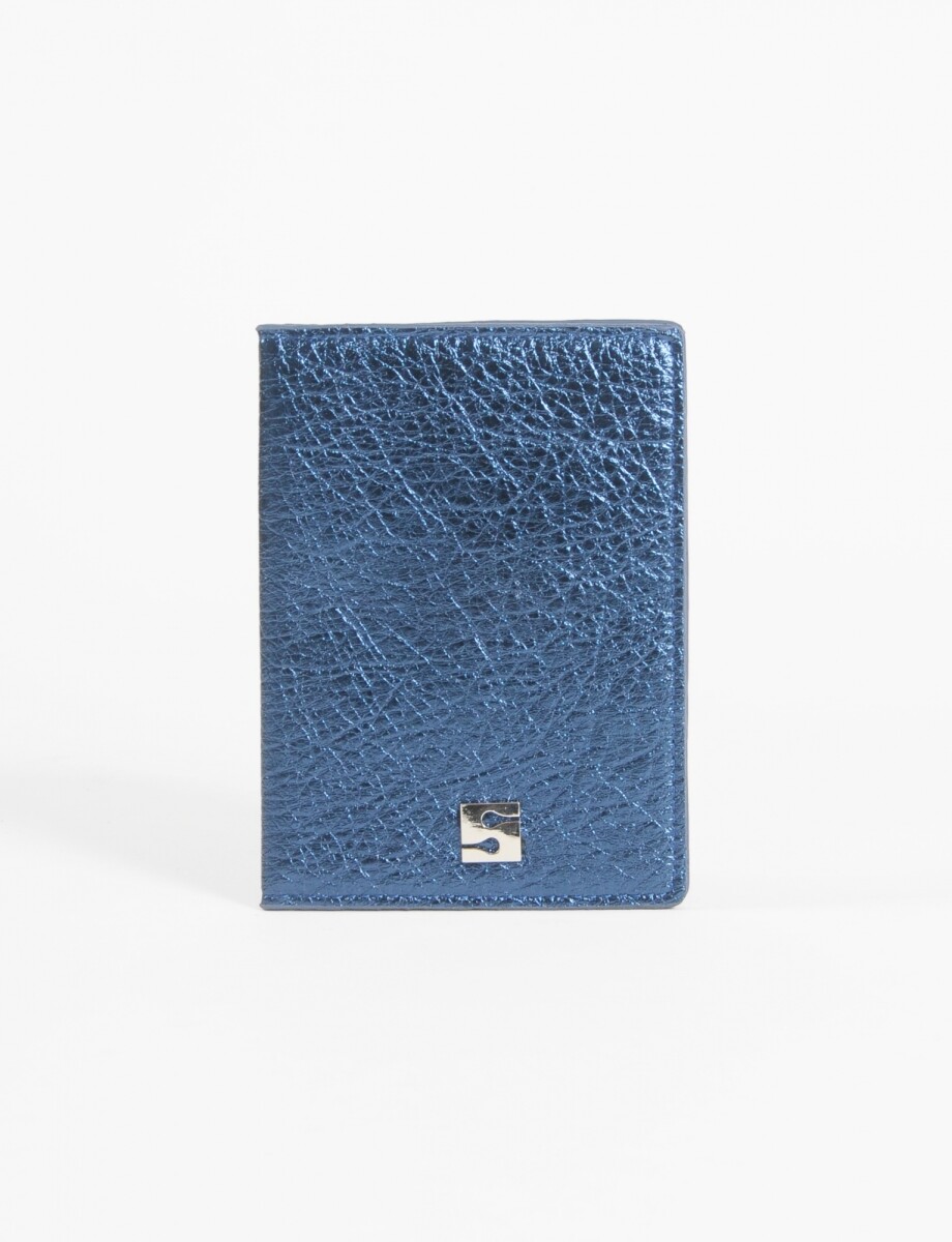 Cubre pasaporte metalizado - azul 