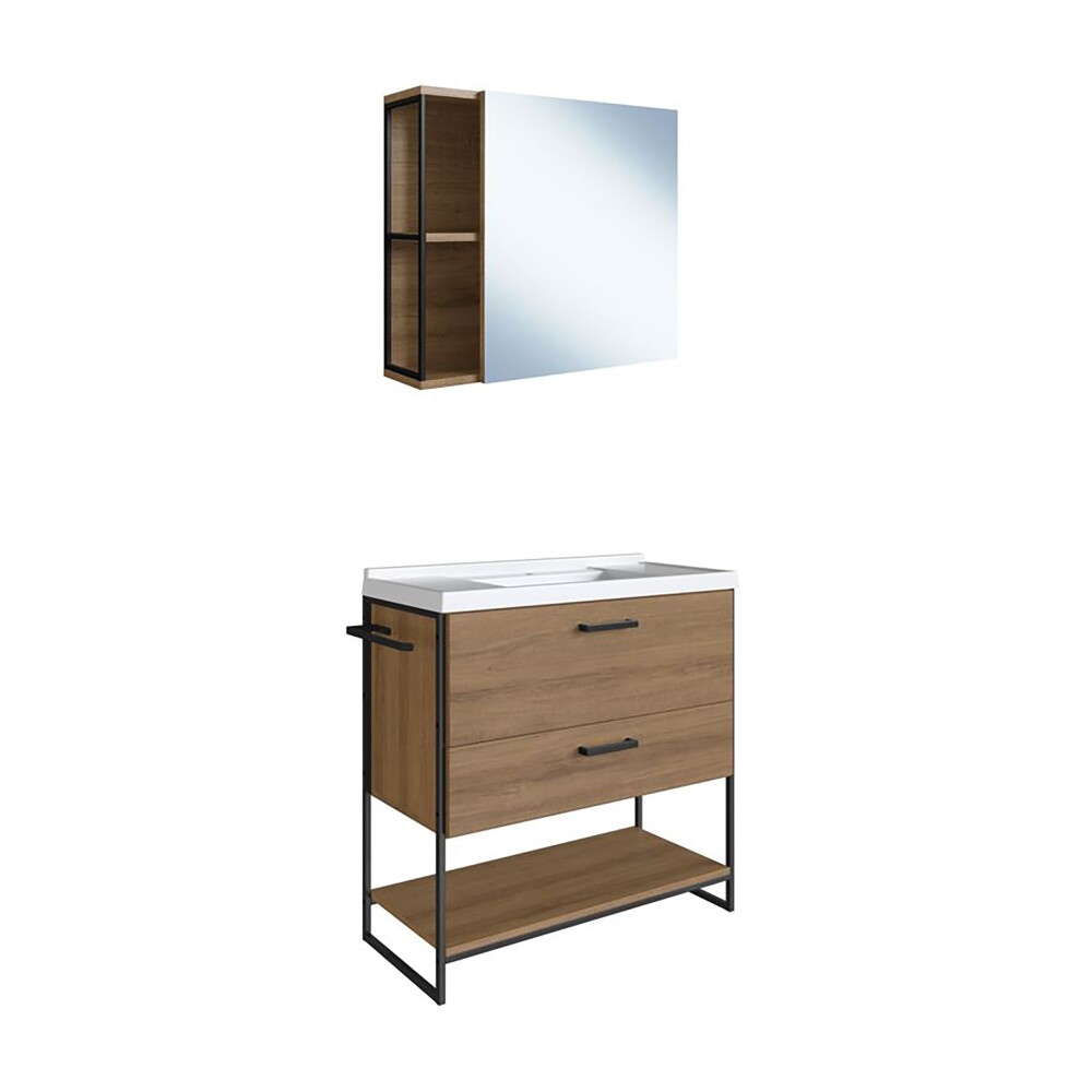 ESPEJO + MUEBLE DE BAÑO CASTAÑO
