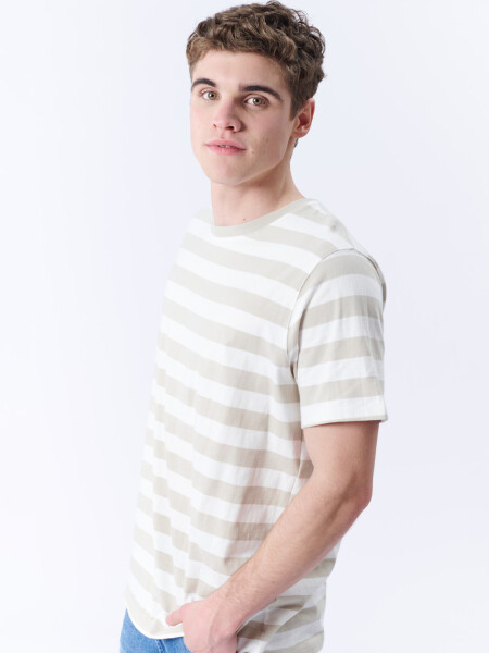 Remera Rayada Blanco Y Beige