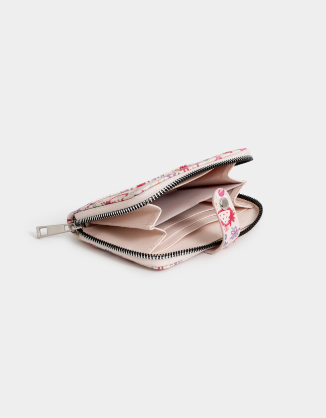 Billetera Estampados Billetera Cuerina Con Solapa - Blanco Crudo
