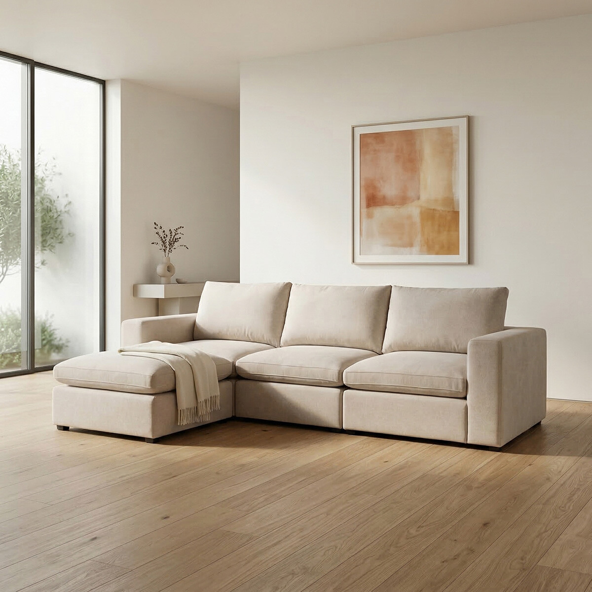 Sofá Modular Conecta (4 módulos) - Tela Microfibra - TC 1010 (Beige) 