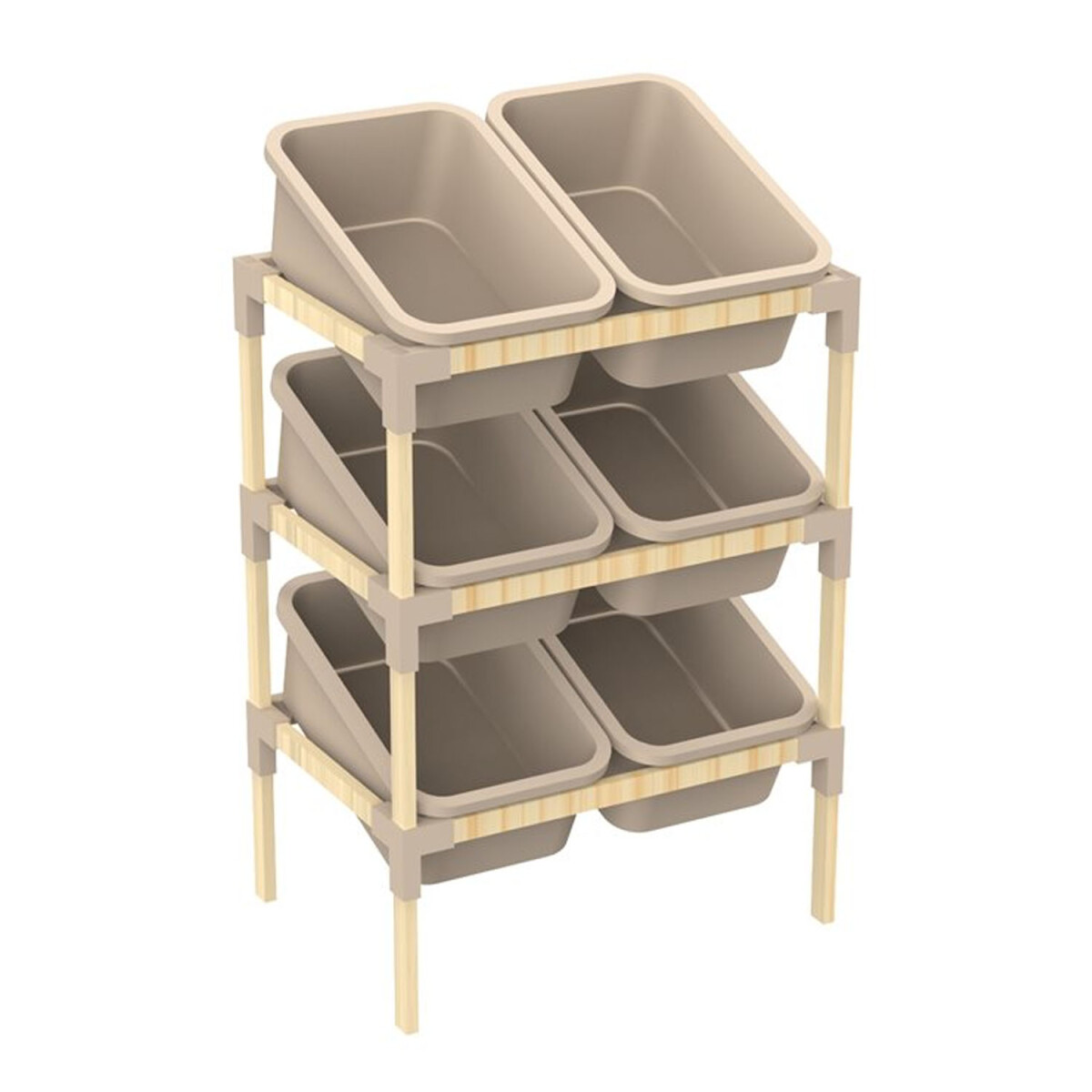 Estantería Organizadora Rack 6 Cajones 90x55x39Cm Madera PP - Beige 