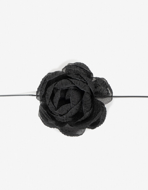Gomitas Elásticas Flores Gomita Elástica Con Flor Textil - Negro