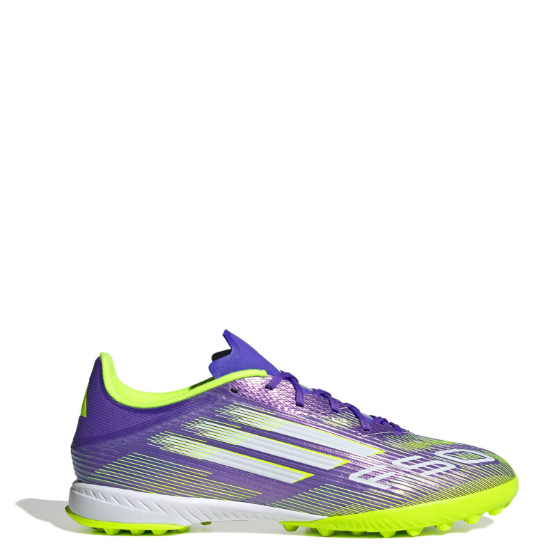 Championes Unisex Adidas Futbol 5 F50 League TF Púrpura - Blanco - Amarillo Limon
