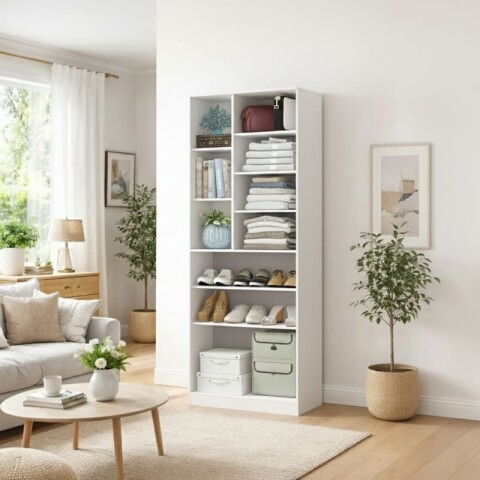 Mueble Multiuso Zapatera Lince Sublime - 2 Puertas con Espejo y 10 Estantes - Blanco Mueble Multiuso Zapatera Lince Sublime - 2 Puertas con Espejo y 10 Estantes - Blanco