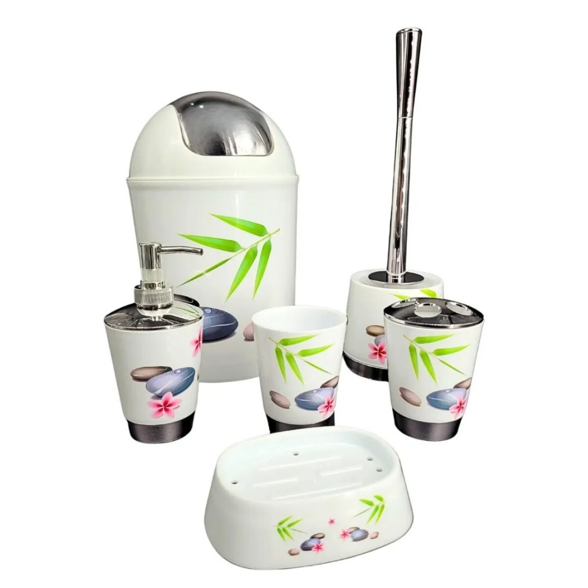 Set De 6 Accesorios Para Baño - Estampado 
