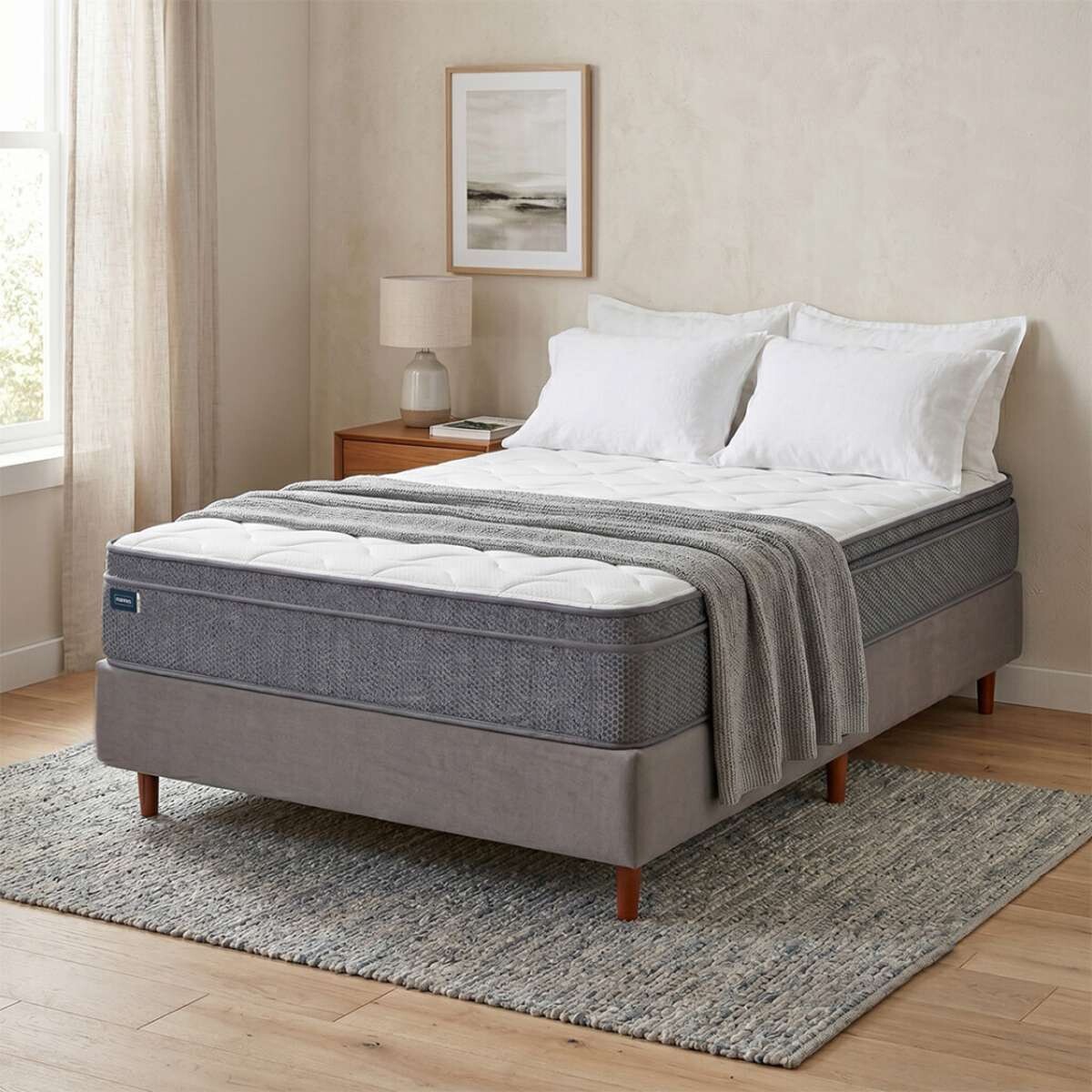 Conjunto Sommier 1 1/2 Media Premier Plus Mannes - Mannes 