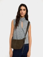 Bolso Bandolera De Piel Lisa marron