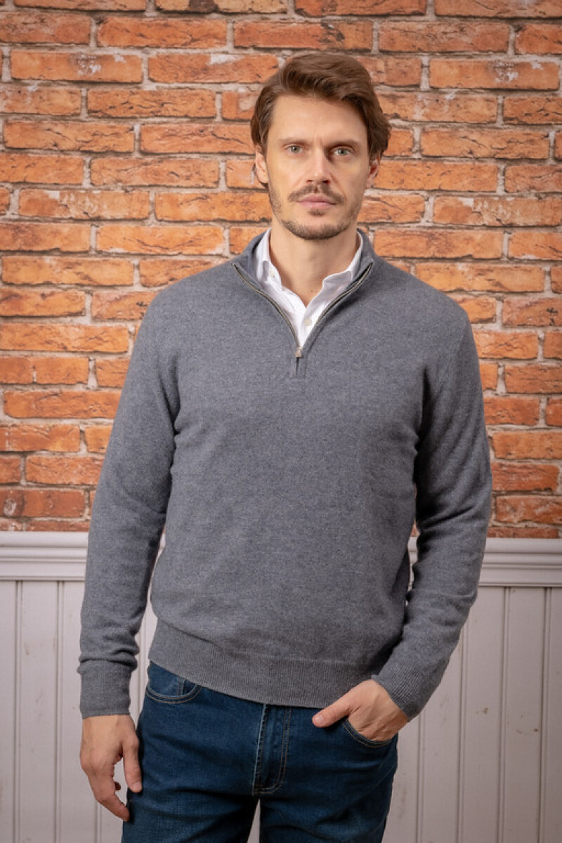 Sweater Half Zipper Cashmere - Gris 