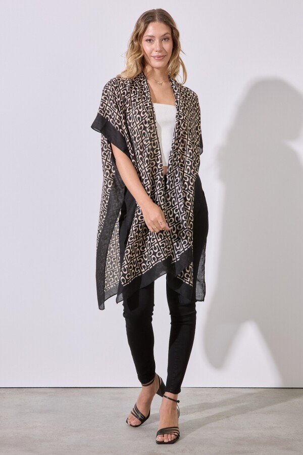 Kimono Printed NEGRO/BEIGE