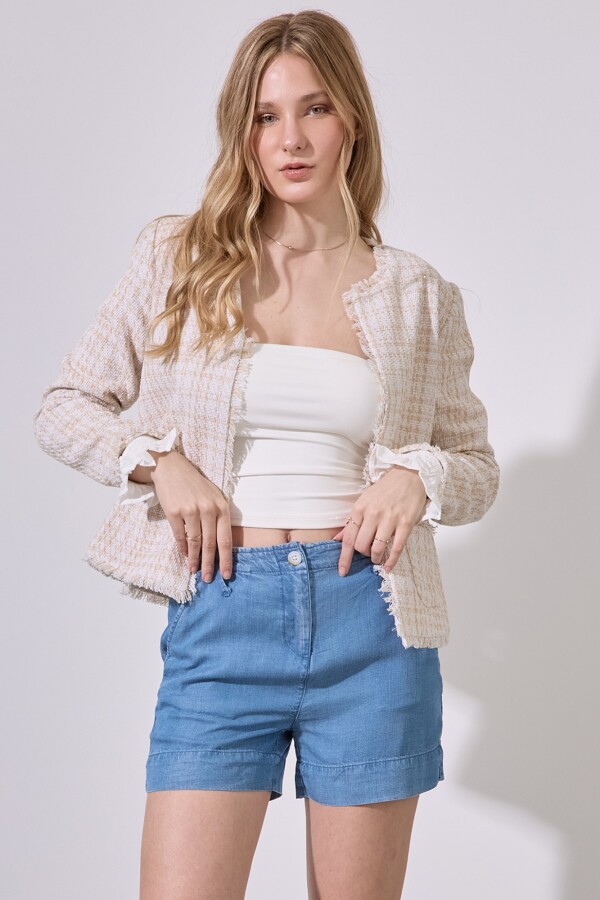 Chaqueta Tweed Cropped BEIGE/MULTI