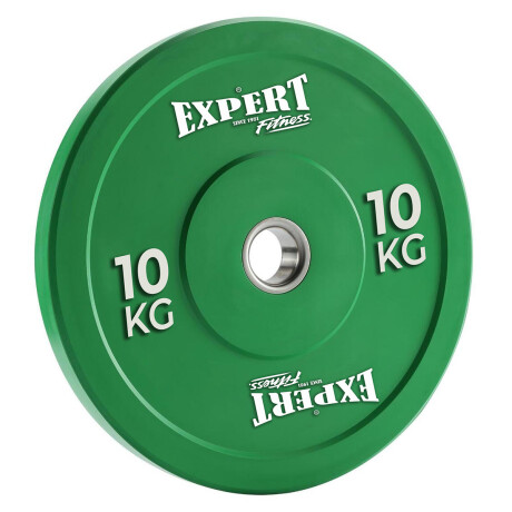 Disco Olímpico 10Kg Expert Revestido En Goma C/ Aro Metal Pesa P/ Barras Verde