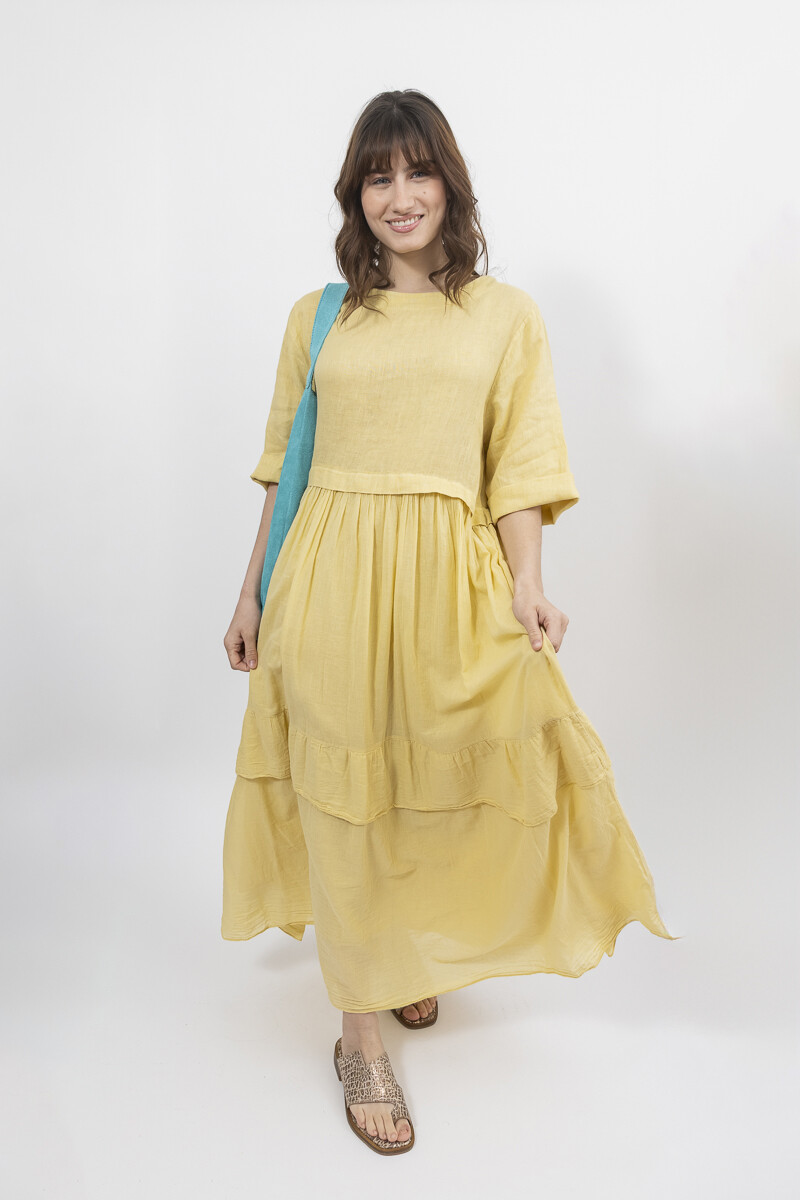 VESTIDO LINO/ALGODON OLMO - MAIZ 
