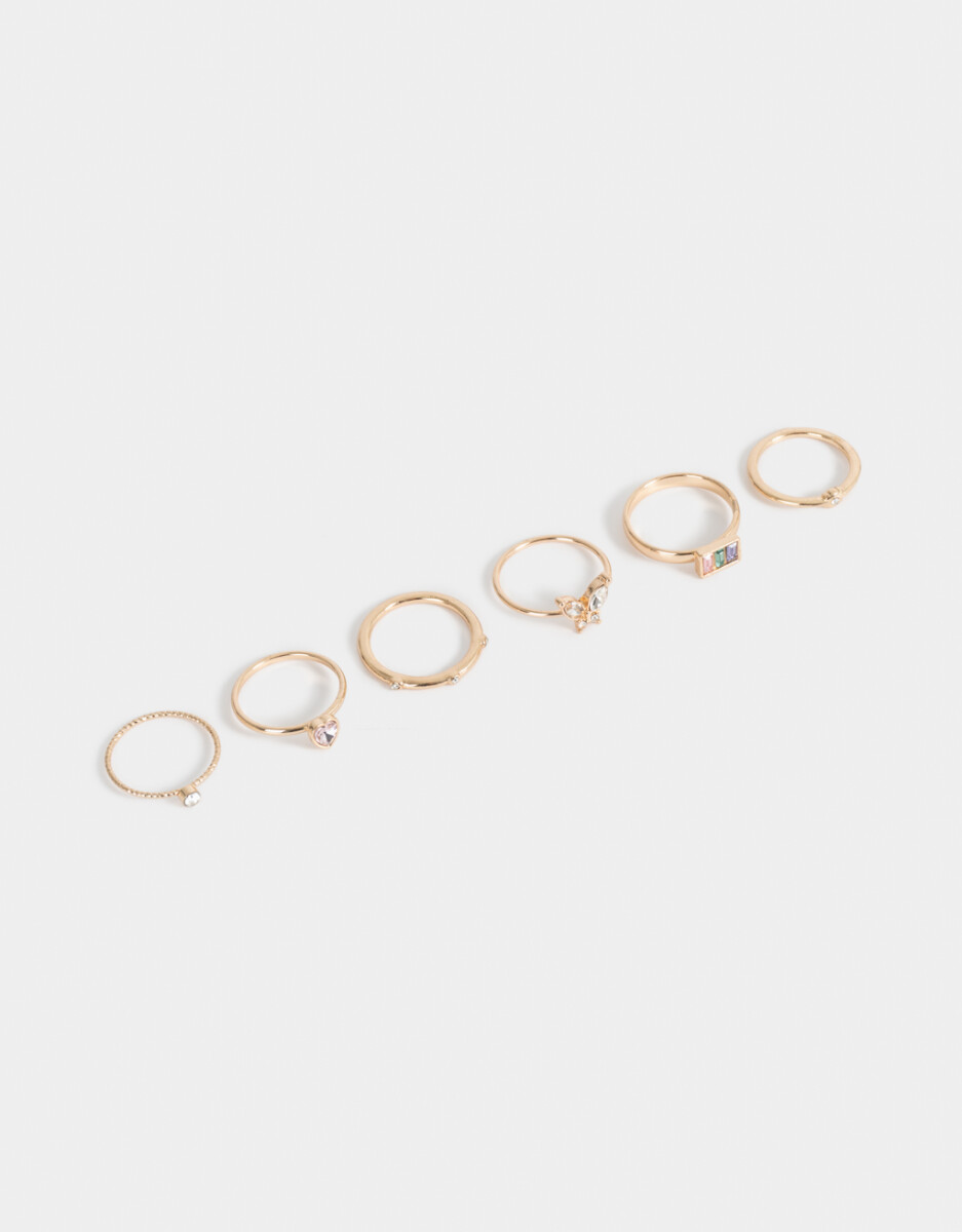 Set De Anillos Con Strass 