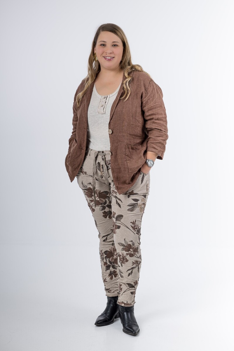 Pantalón babucha de lycra estampado importado de italia - Pantalón babucha de lycra estampado importado de italia beige 