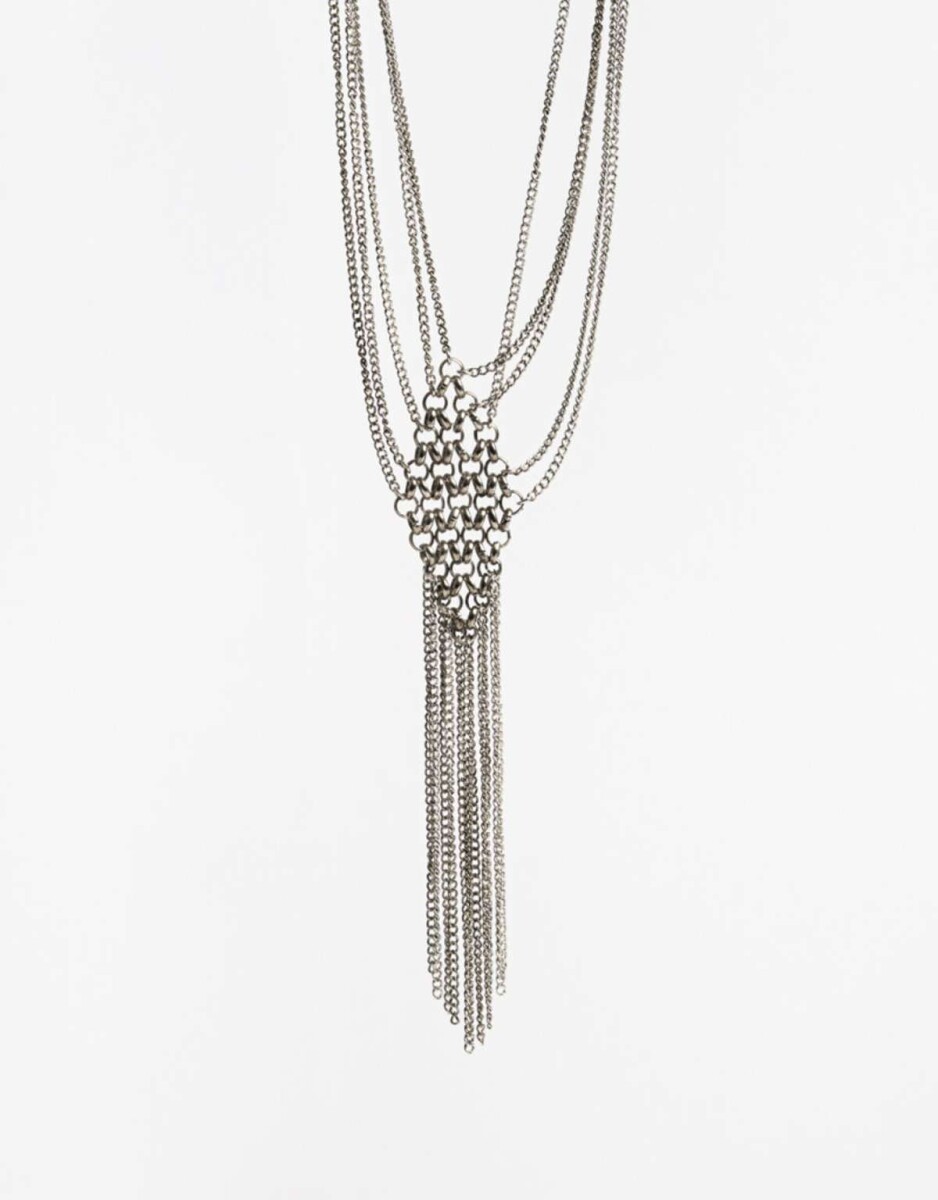 Collares Largos Mesh - Plateado Antique Silver 