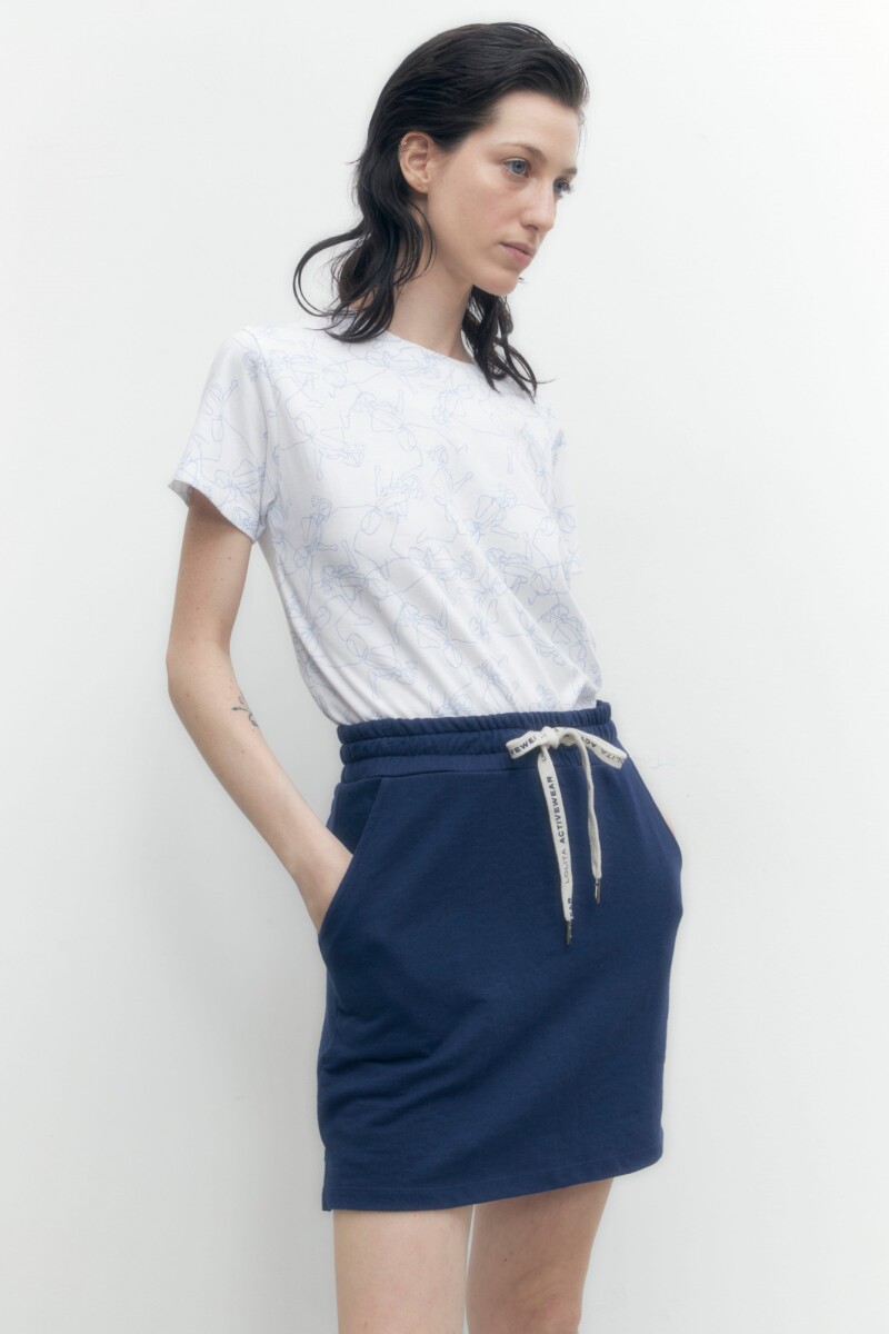 Falda con short y cordón estampado - azul 