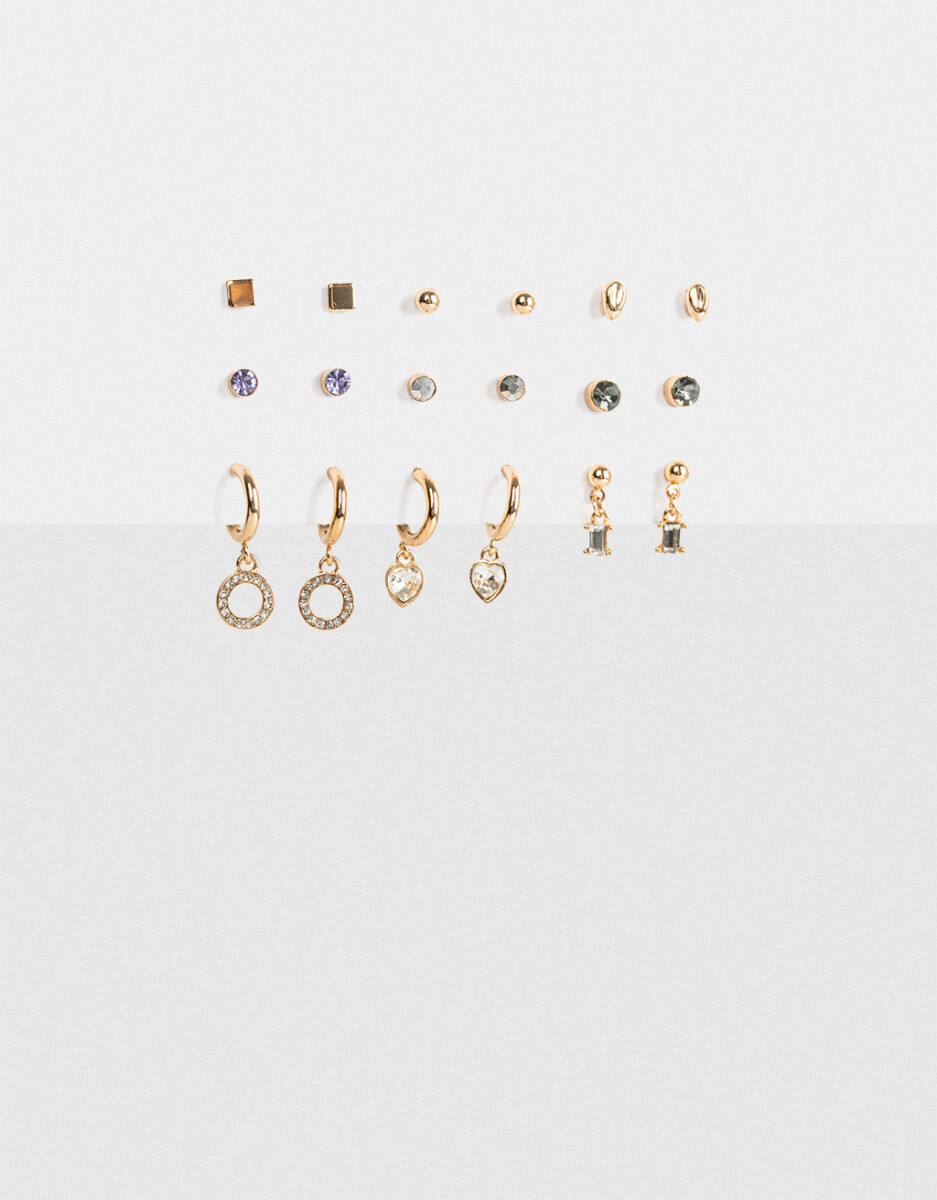 Set De Aros Con Strass Multicolor 