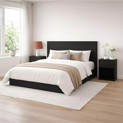 Respaldo de Sommier C/ 2 Mesas de Luz - MDP - NERO Respaldo de Sommier C/ 2 Mesas de Luz - MDP - NERO