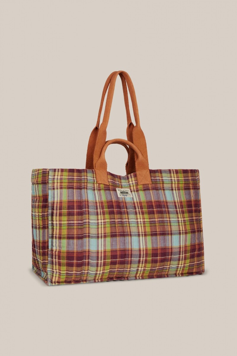 BOLSO TOTE SECRET CHECKS A CUA Marron