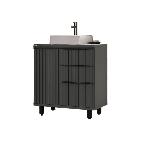 MUEBLE DE BAÑO MODELO CECILIA 78 CM CON PATAS COLOR PLOMO Mueble De Baño Modelo Cecilia 78 Cm Con Patas Color Plomo