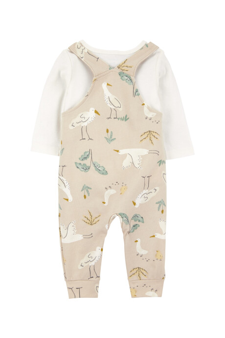 Set dos piezas de algodón, enterito y remera, diseño cigüeña Set dos piezas de algodón, enterito y remera, diseño cigüeña