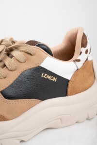Zapatilla Cuero Combinada Negro