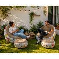 Sillón Inflable Con Puff Sofá Con Apoyapies Gris