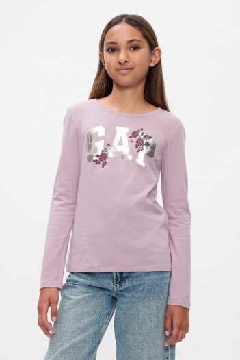 Remera Logo Gap Manga Larga Niña Lavender Mist 16-3307