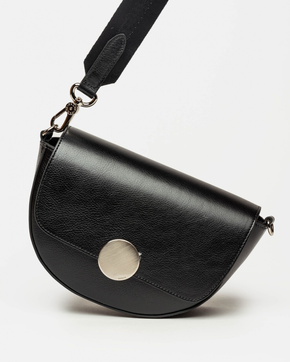 Bandolera The Circle en cuero liso Negro