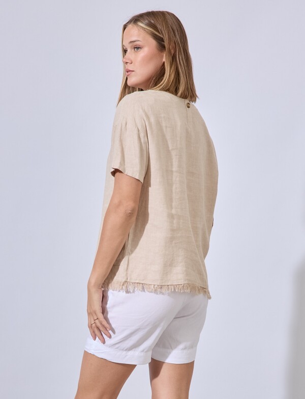 Blusa Lino Flecos BEIGE