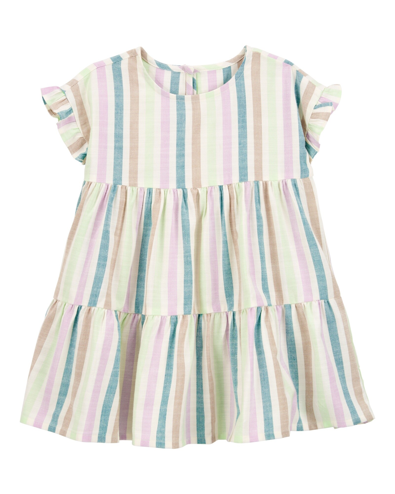 Vestido de viscosa Ecovero, escalonado, diseño a rayas Sin color