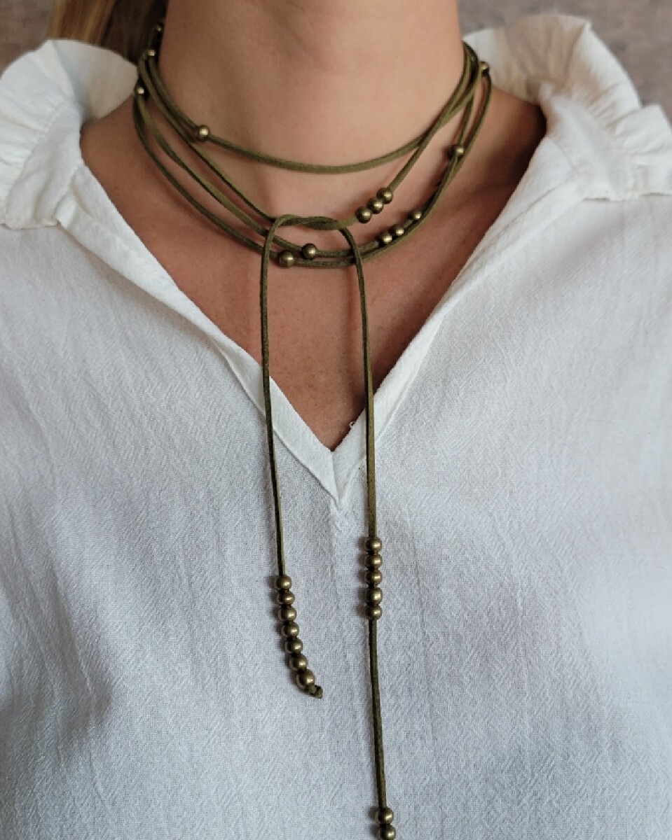 Collar Corbatín - Verde - Oro 