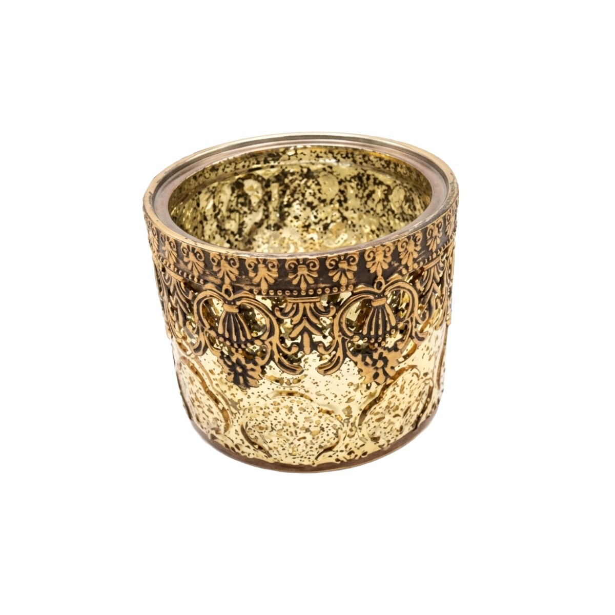 PORTA VELA VIDRIO DORADO COMB 9.5X8CM 