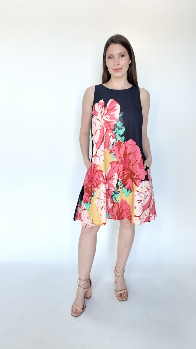 Vestido Orantis - Negro estampado 