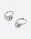 Aros Colgantes Cortos Strass Aros Cortos Strass Clásicos - Plateado Rodio