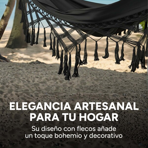 Hamaca Paraguaya Silla Colgante Reforzada Jardín Bolso + Acc Color Negro