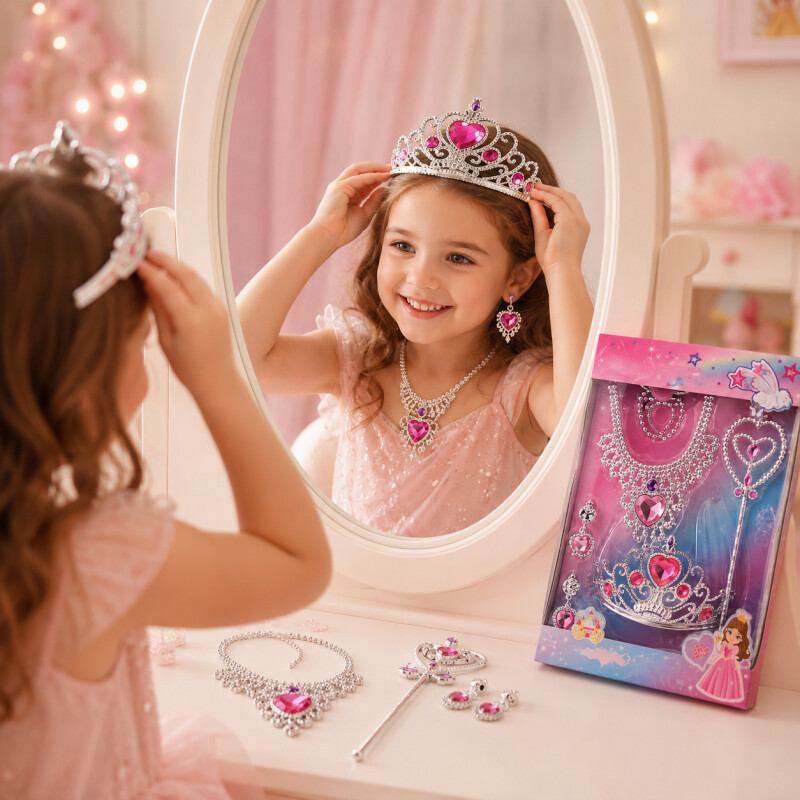 Set Joyas Princesa Niña Corona Collar Varita Regalo Infantil Set Joyas Princesa Niña Corona Collar Varita Regalo Infantil