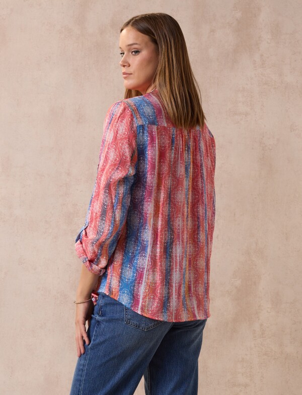 Blusa Gasa Print MULTI/ROJO