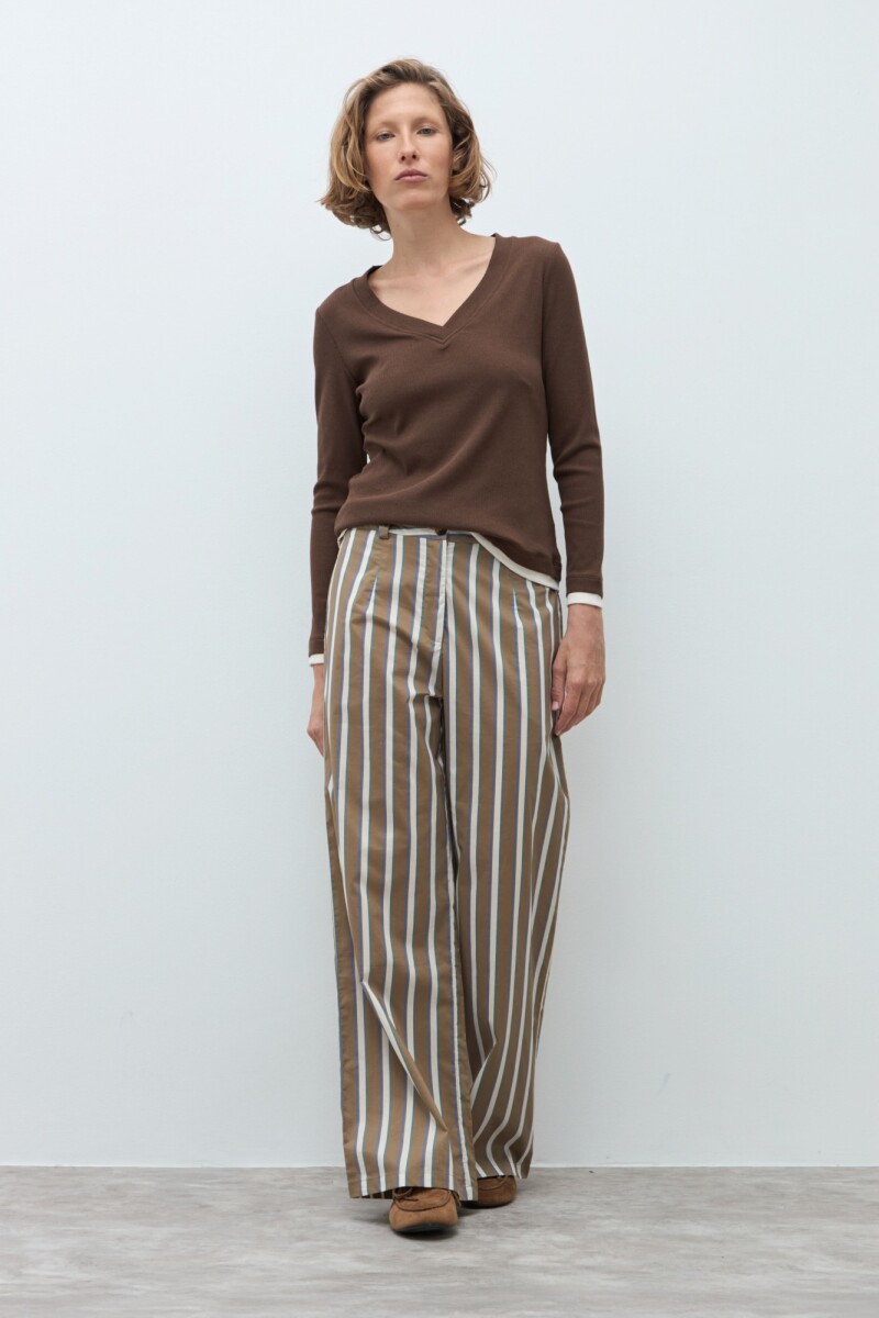 Pantalón rayado khaki