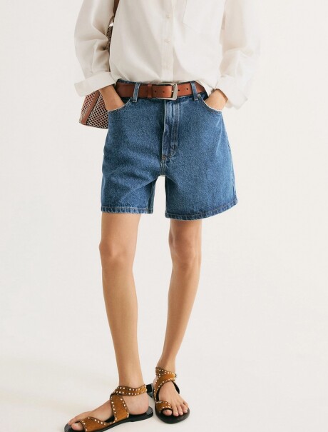 SHORT DE CINTURA ALTA AZUL