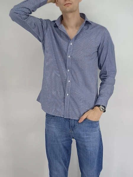 CAMISA HALOGEN HUNTINGTON M.LARGA AZUL