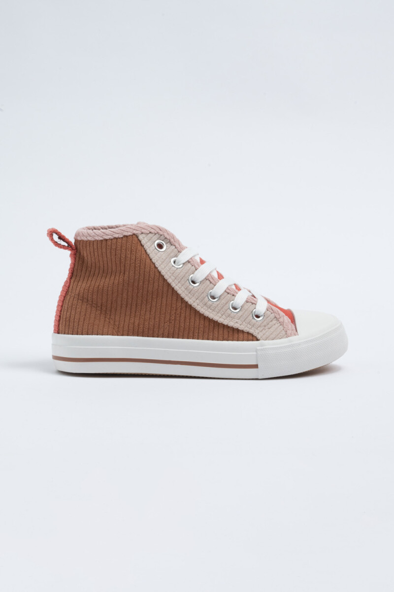 Bota acordonada pana Marrón